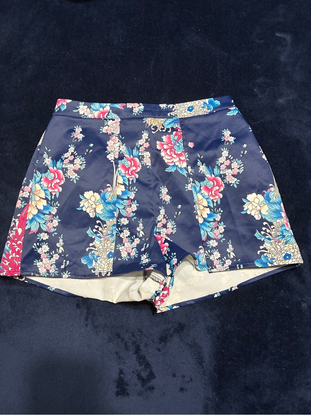 Miss Avenue Navy Floral High-Rise Shorts